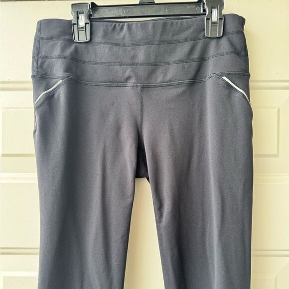 Athleta Women's Size S Black Reflective Floral Print Ruched Mesh Leggings - Picture 7 of 9